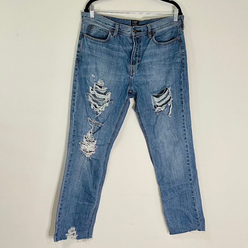 J. Crew The Sutton Straight Leg Distressed Denim Jeans 34W x 34L
